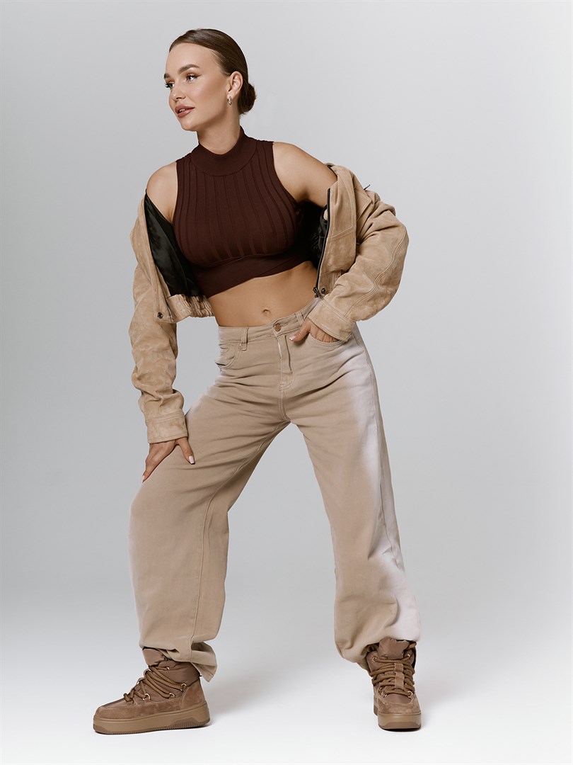 Женские дутики бежевого цвета - фото 47242