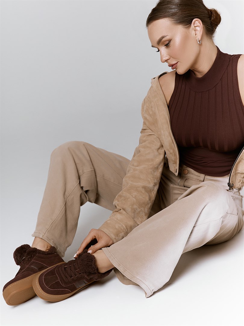 Женские кеды коричневого цвета Chewhite - фото 47279