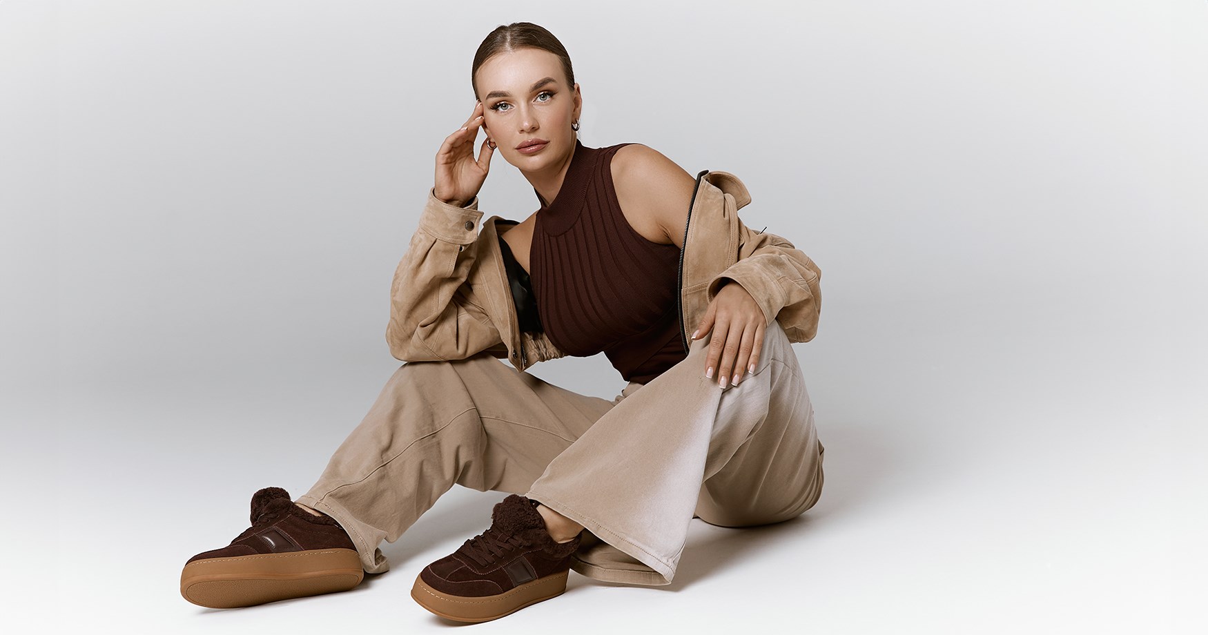 Женские кеды коричневого цвета Chewhite - фото 47280