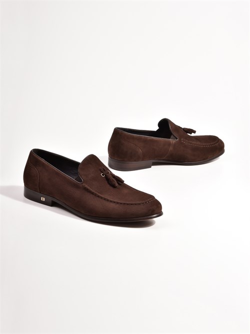 Мужские туфли из натуральной замши коричневого цвета - фото 10139