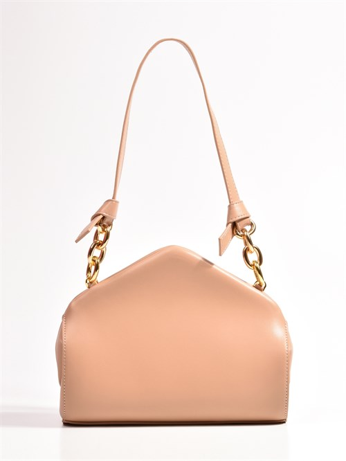 Женская сумка-клатч бежевого цвета из натуральной кожи - фото 10942