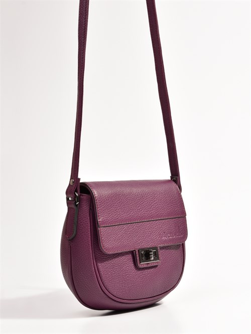 Мини-сумка из натуральной кожи фиолетового цвета