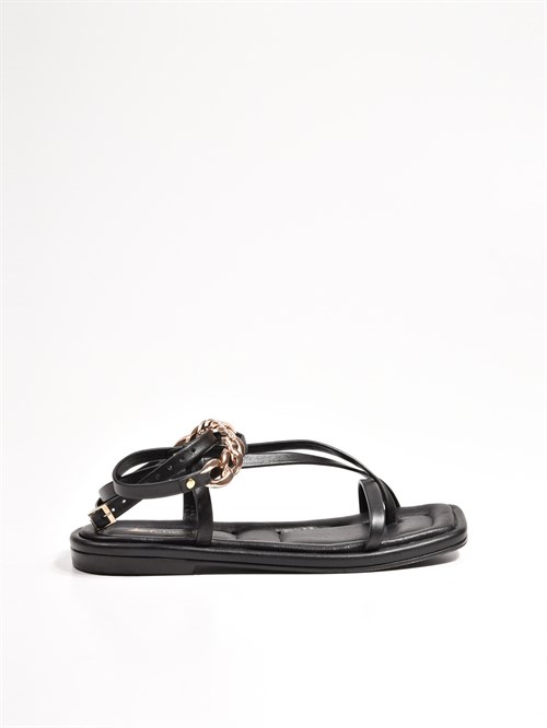 Женские сандалии черного цвета в гладиаторском стиле - фото 16634