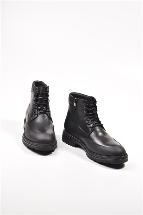 Зимние мужские ботинки из натуральной черной кожи Chewhite