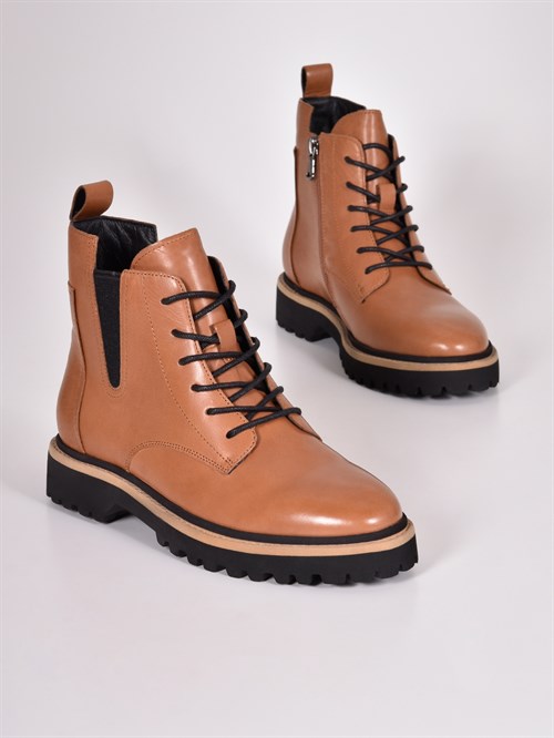 Ботинки из натуральной кожи коричневого цвета с боковой молнией - фото 6974