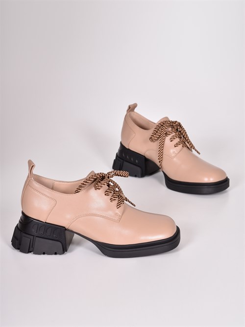 Туфли из натуральной кожи в коричневом цвете с шнуровкой - фото 7051