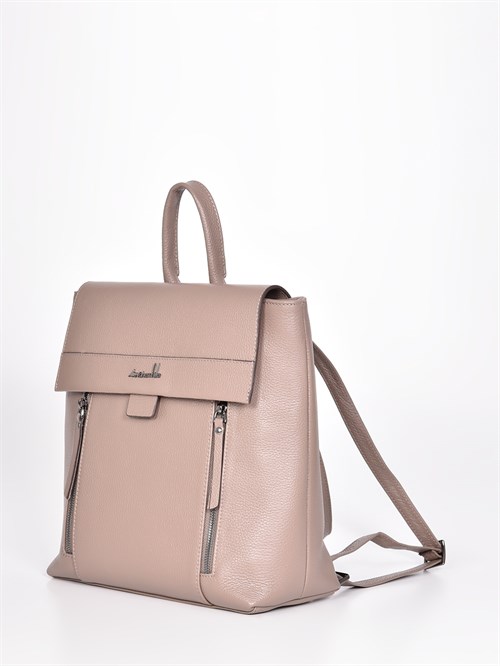 Женский рюкзак бежевого цвета из натуральной зернистой кожи - фото 8738