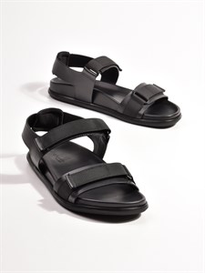 Мужские сандалии черного цвета на липучках - фото 10586