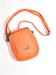 Мини-сумка из натуральной мягкой кожи оранжевого цвета - фото 10914