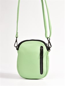 Мини-сумка из натуральной мягкой кожи салатового цвета - фото 10916