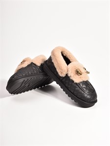 Туфли из натуральной стеганной кожи черного цвета - фото 11955