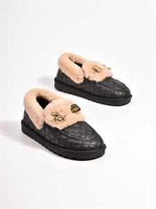 Туфли из натуральной стеганной кожи черного цвета - фото 11959