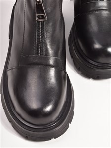 Высокие ботинки из натуральной гладкой кожи на платформе - фото 12169