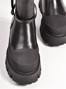 Ботинки-челси черного цвета с анималистичным шерстяным принтом - фото 12756