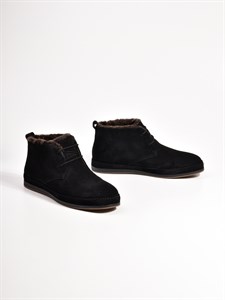 Мужские ботинки черного цвета из натуральной замши - фото 12977