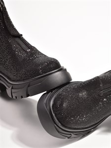 Ботинки со стразами черного цвета - фото 14532
