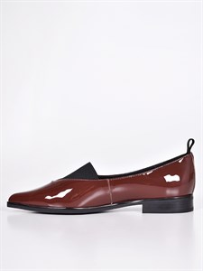 Туфли из натуральной лаковой кожи красно-коричневого цвета - фото 5401