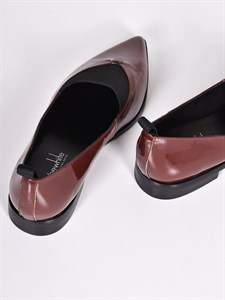 Туфли из натуральной лаковой кожи красно-коричневого цвета - фото 5402