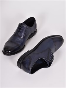 Тёмно-синие туфли из натуральной кожи на шнуровке - фото 5762