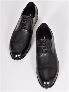 Кожаные туфли чёрного цвета на шнуровке - фото 5783