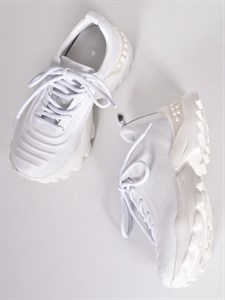 Белые летние кроссовки из натуральной кожи на оригинальной подошве - фото 6224