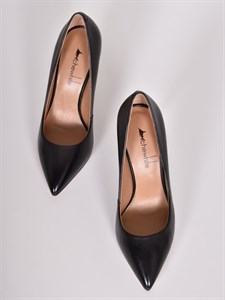 Чёрные кожаные туфли классического стиля на шпильке - фото 6570