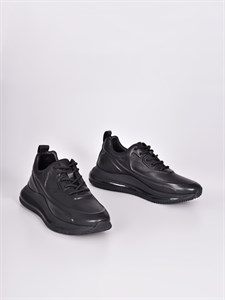 Мужские кроссовки черного цвета из натуральной кожи - фото 7351