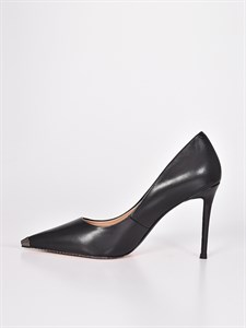 Туфли из натуральной кожи чёрного цвета на устойчивом каблуке. - фото 8236