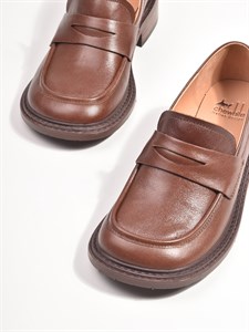 Классические туфли  из натуральной гладкой кожи в коричневом цвете - фото 8417