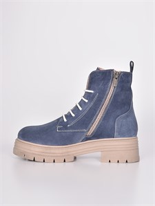Однотонные ботинки из натуральной мягкой замши в синем оттенке - фото 8992