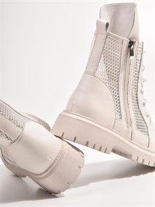 Белые ботинки с закрытым мысом из прочной текстильной сетки и натуральной кожи - фото 9283