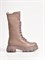 Высокие ботинки на шнуровке из натуральной кожи оттенка капучино - фото 12636