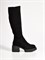 Женские зимние сапоги на широком устойчивом каблуке черного цвета - фото 18818