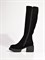 Женские зимние сапоги на широком устойчивом каблуке черного цвета - фото 18819
