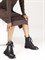 Женские зимние ботинки на шнуровке с ремешком чёрные - фото 20897