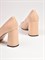 Женские туфли бежевого цвета на каблуке трапеция - фото 7798