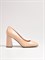 Женские туфли бежевого цвета на каблуке трапеция - фото 7801