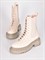 Высокие ботинки из натуральной гладкой кожи  в бежевом цвете - фото 7987