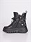 Стильные ботинки на шнуровке  из болоньи черного цвета в комбинации с кожаными элементами - фото 8564