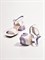Босоножки из натуральной кожи в белом цвет на каблуке с фиолетовыми вставками - фото 9402